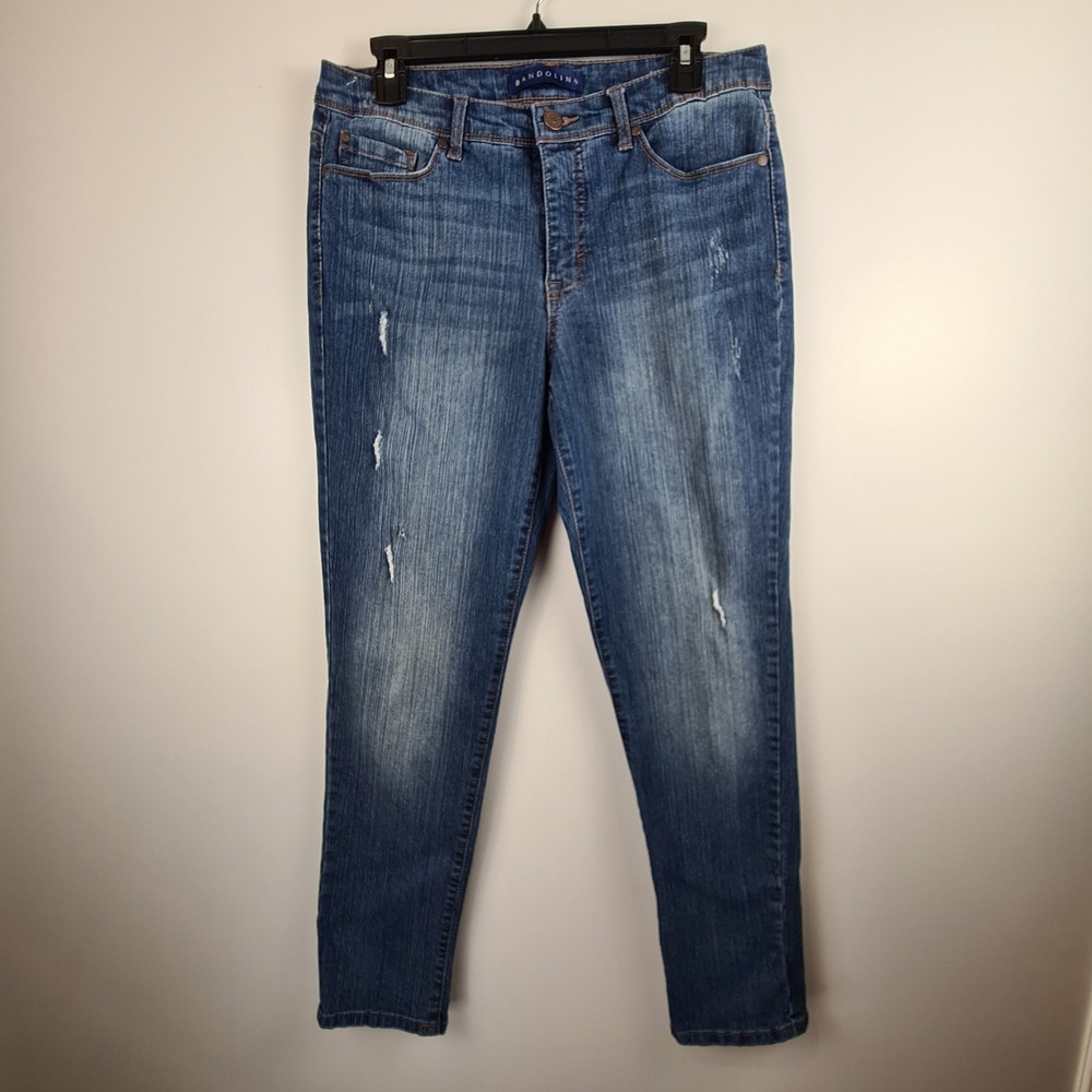 Bandolino Karyn Distressed Medium Wash Skinny Jeans Womens Size 10 Average Blue